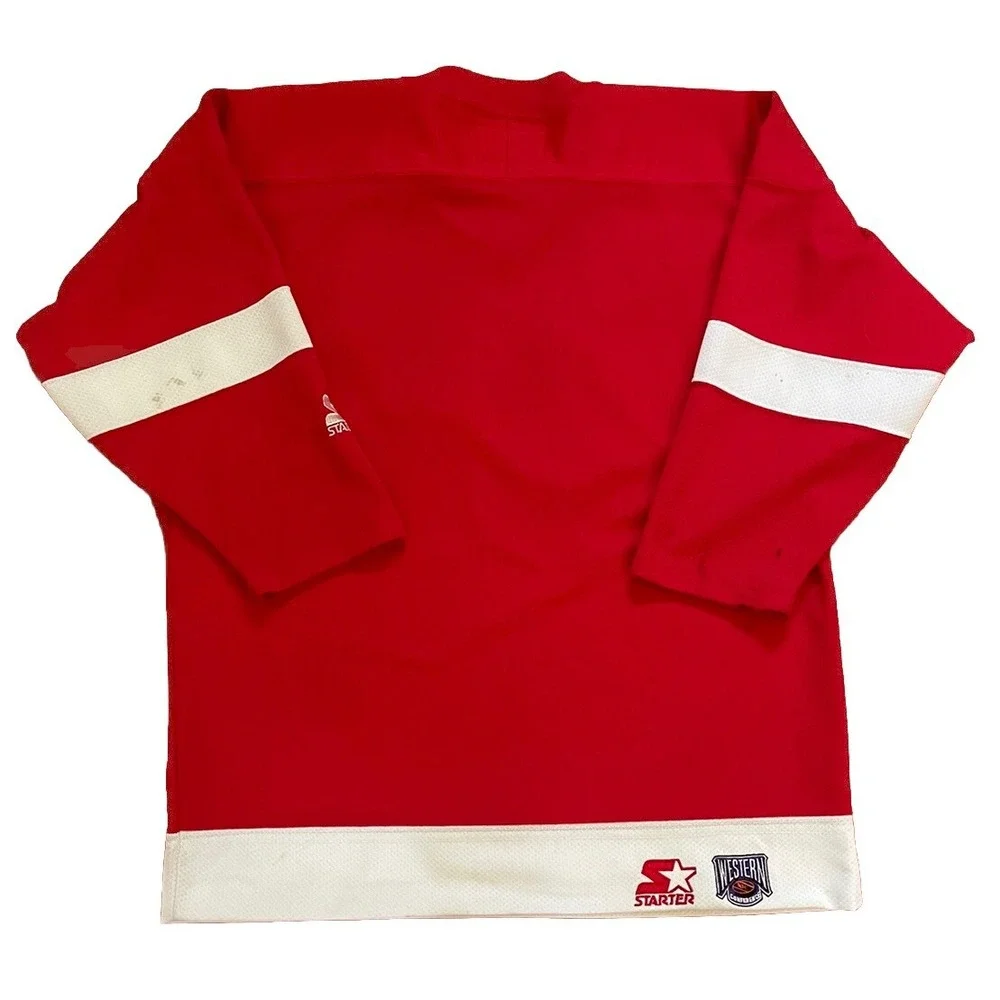 Vintage Red Starter Detroit Red Wings Hockey Jersey‎ Size Youth L/XL  Stained
